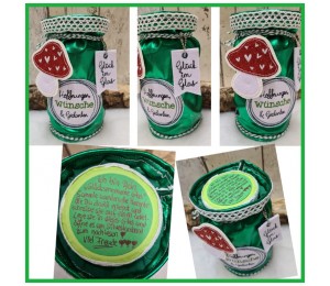 Stickserie ITH - Wunschglas Glücksglas Anhänger & liebe Worte